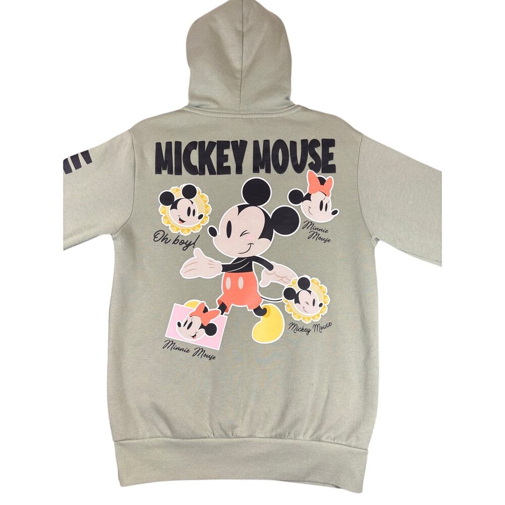 Disney Mickey & Minnie Mouse Sage Green Graphic Hoodie Size S